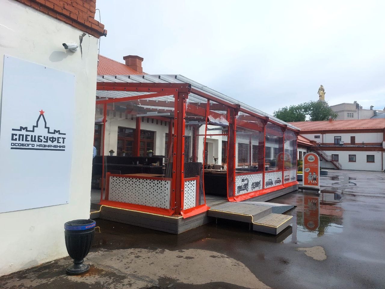 ПВХ шторы для летней террасы кафе в посёлке Ставрово